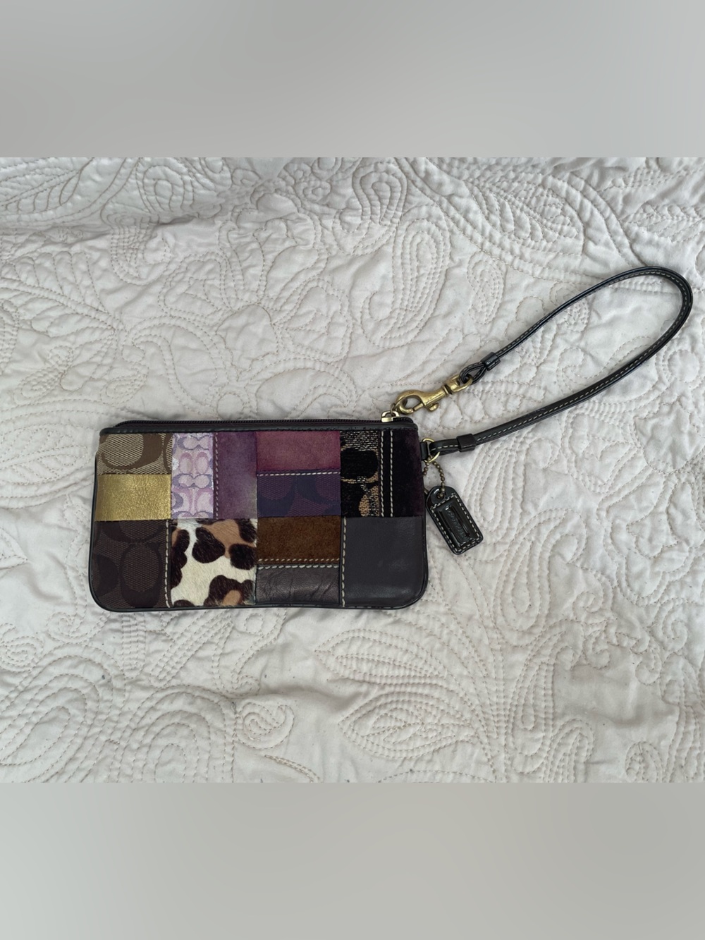 Coach y2k Patchwork Holiday Wristlet